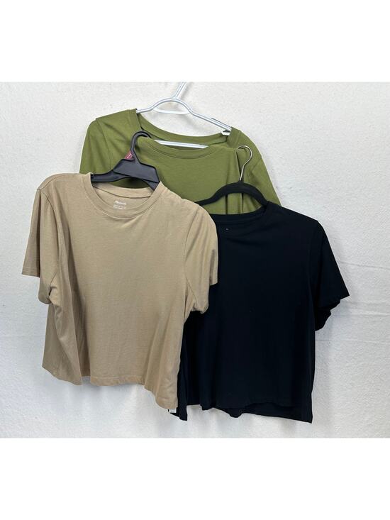 Madewell Tops - Bundle of Three Madewell Softfade Cotton Boxy Tees Size L Green, Brown, Black